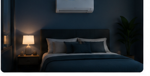 Bedroom with air conditioning at night